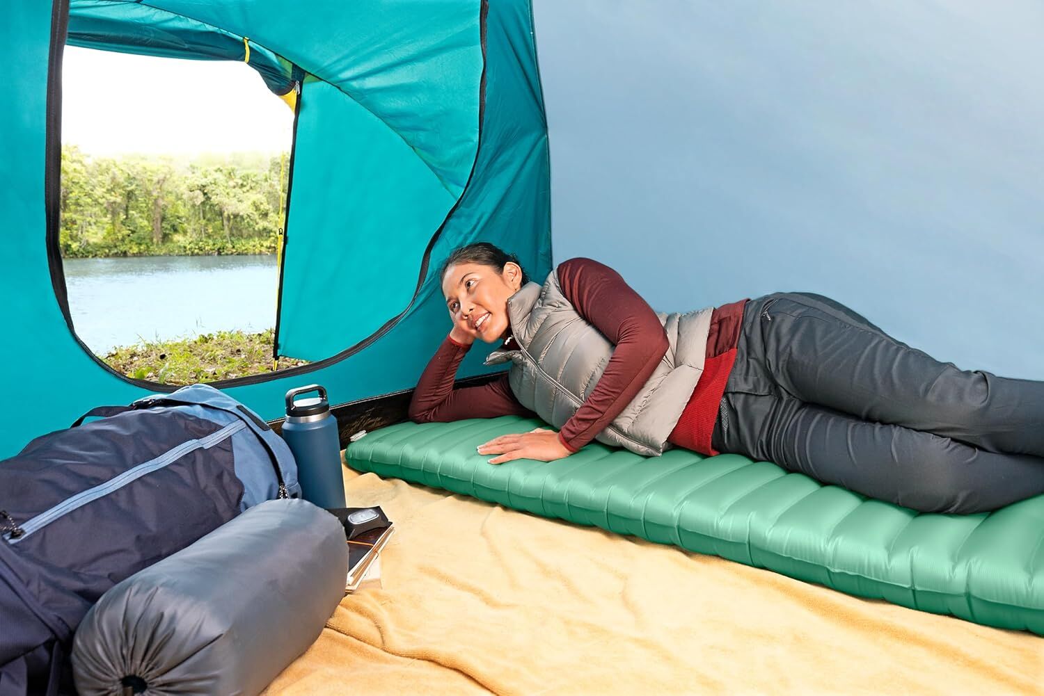 Bestway AdventuRest Insulated Large Rectangular Sleeping Air Pad, 78-In x 28-In x 3-In