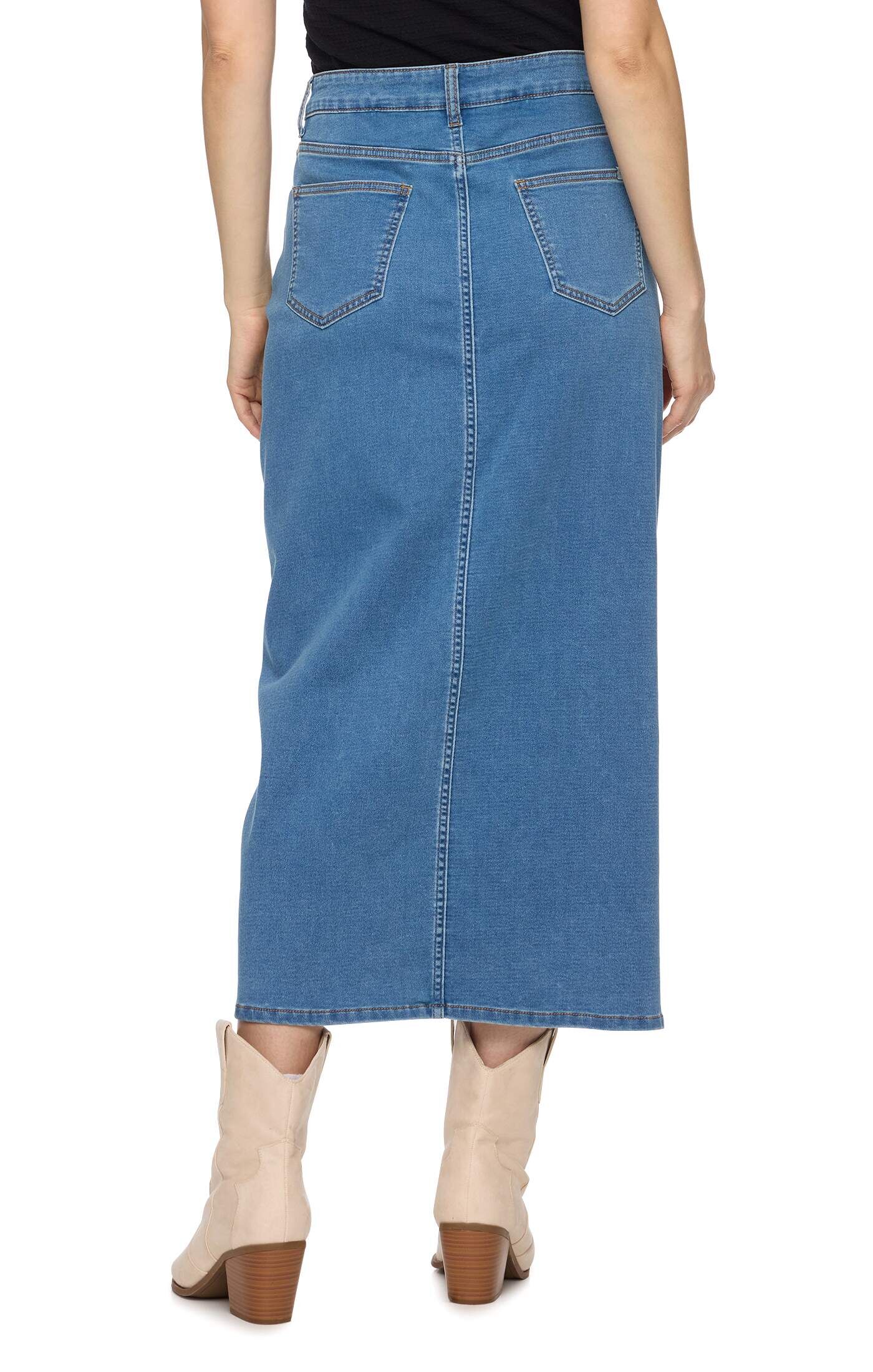 Threadgrit Women's Charlotte Denim Midi Skirt