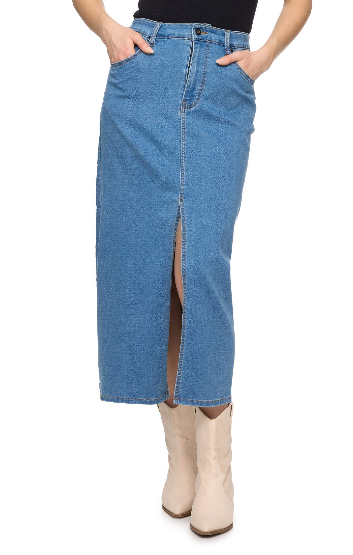 Threadgrit Women's Charlotte Denim Midi Skirt