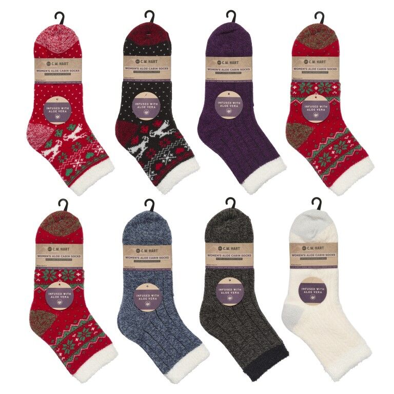 C.W. Hart Women's Holiday Aloe Cabin Socks