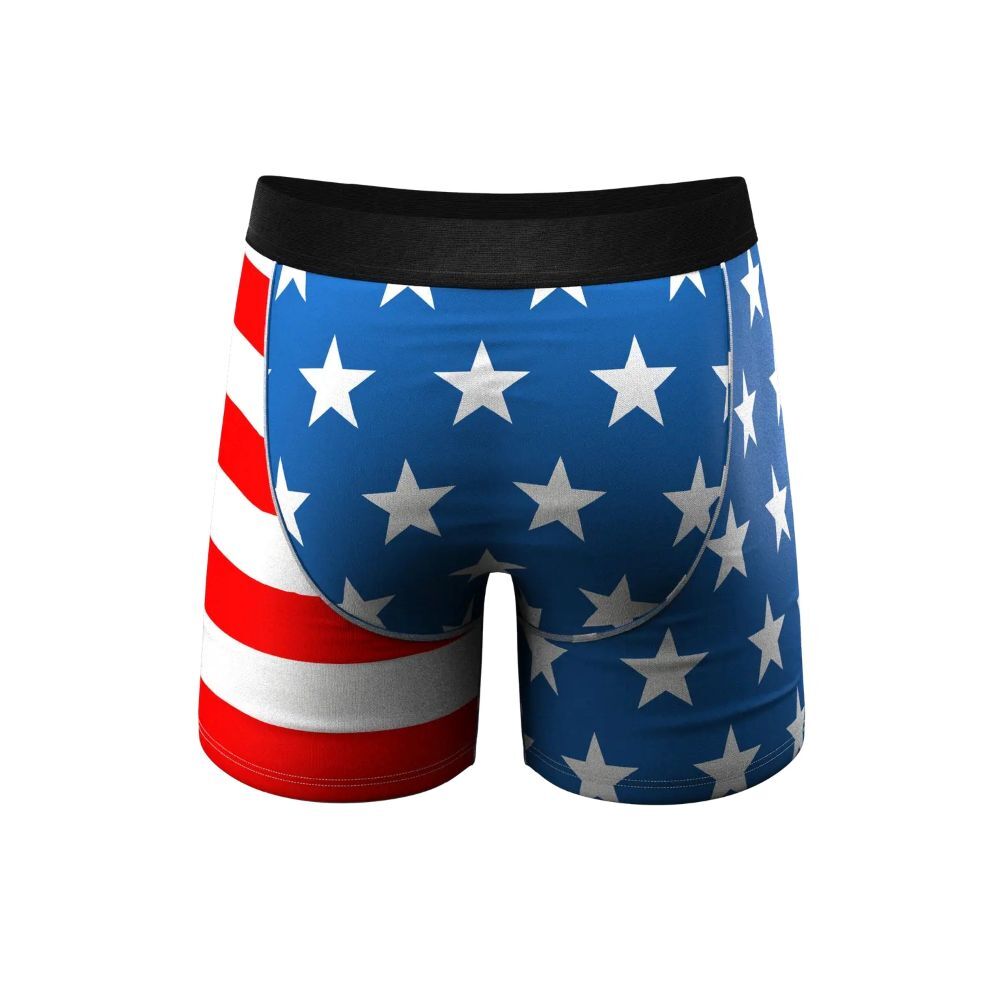 Shinesty Men's The Mascot American Flag Ball Hammock Pouch Underwear With Fly