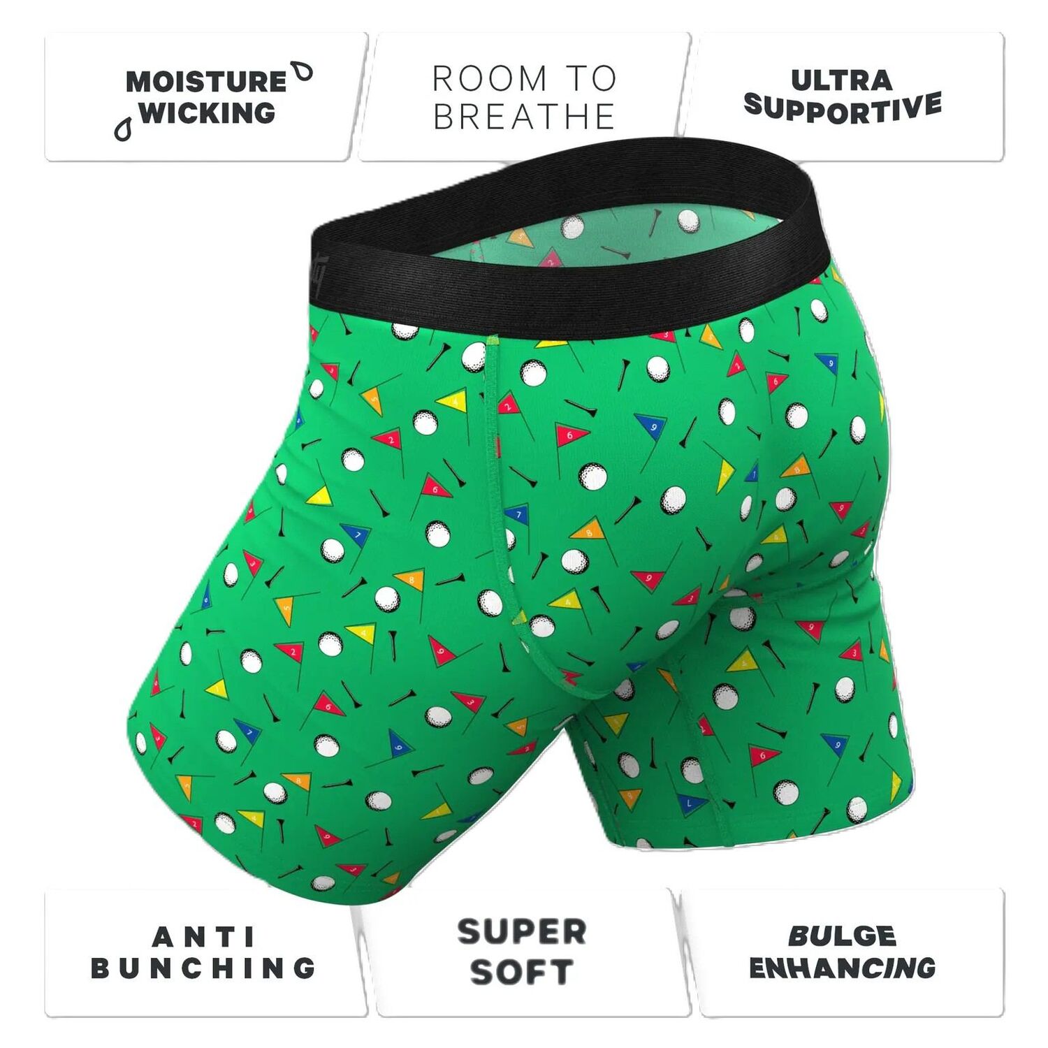 Shinesty Men's Golf Ball Hammock Pouch Underwear With Fly