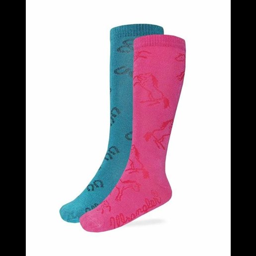 Wrangler Girls Boot Socks in Pink/Teal