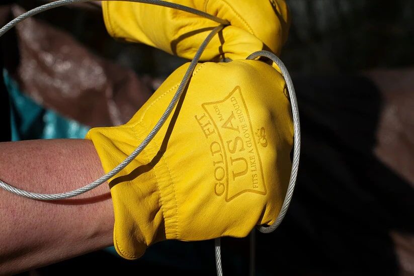 Golden Stag Gloves Men's Made In The USA Cowhide Leather Gloves in Gold
