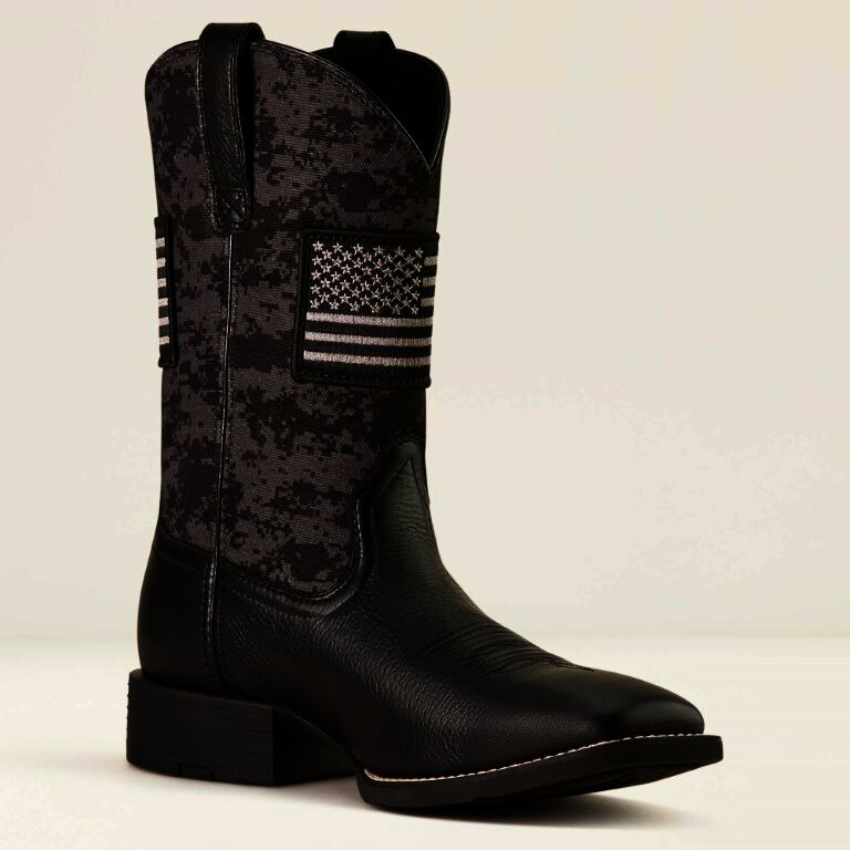 Ariat Men's Sport Patriot Western Boot in Black Deertan