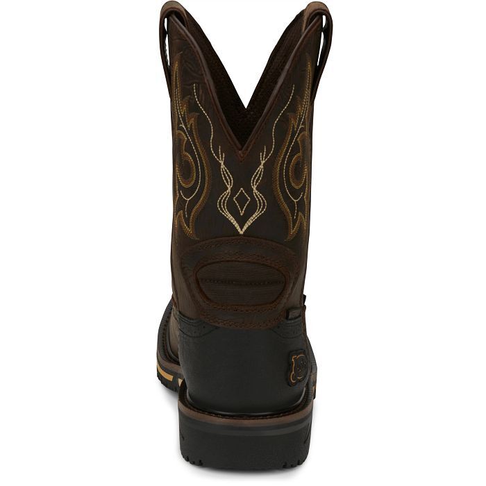 Justin Men's Joist 11-In Waterproof Composite Toe Boot in Chocolate