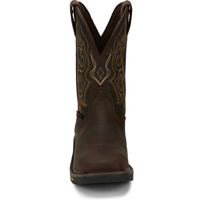 Justin Men's Joist 11-In Waterproof Composite Toe Boot in Chocolate