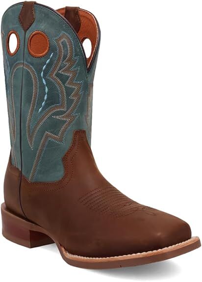 Dan Post Men's Leighton Square Toe Western Boots in Brown/Blue
