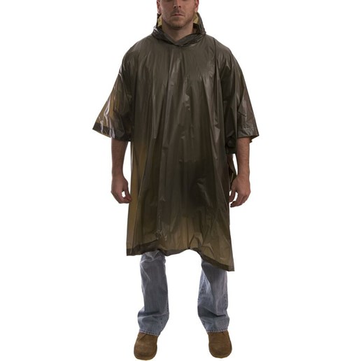 Tingley Poncho With Attached Hood And Side Snaps in Olive Drab