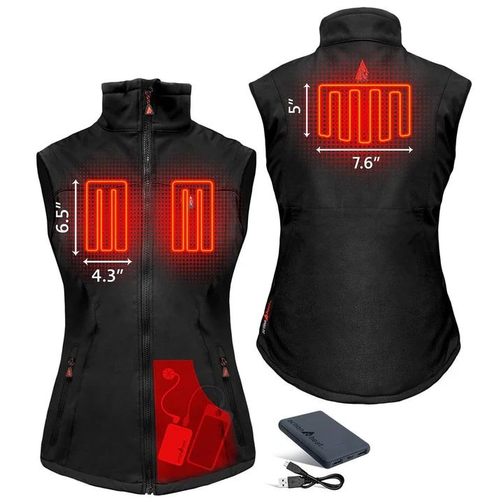 ActionHeat Women's 5-Volt Softshell Battery Heated Vest in Black