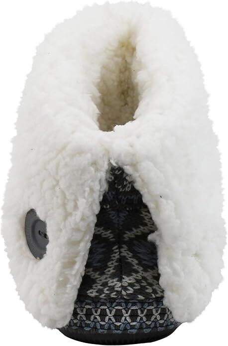 Muk Luks Women's Melinda Bootie Slipper in Grey Snowflake