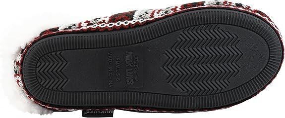 Muk Luks Women's Melinda Bootie Slipper in Red Fairisle