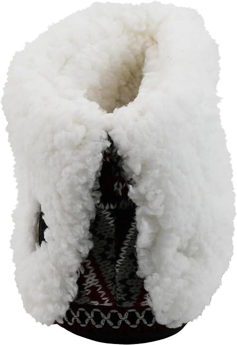 Muk Luks Women's Melinda Bootie Slipper in Red Fairisle