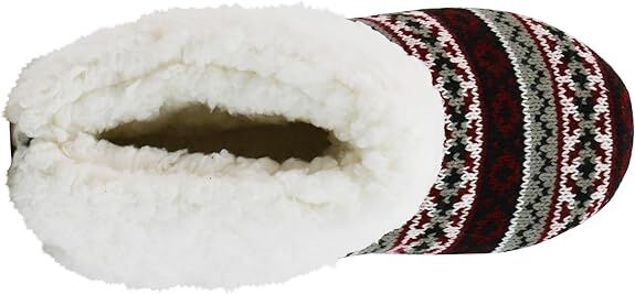 Muk Luks Women's Melinda Bootie Slipper in Red Fairisle