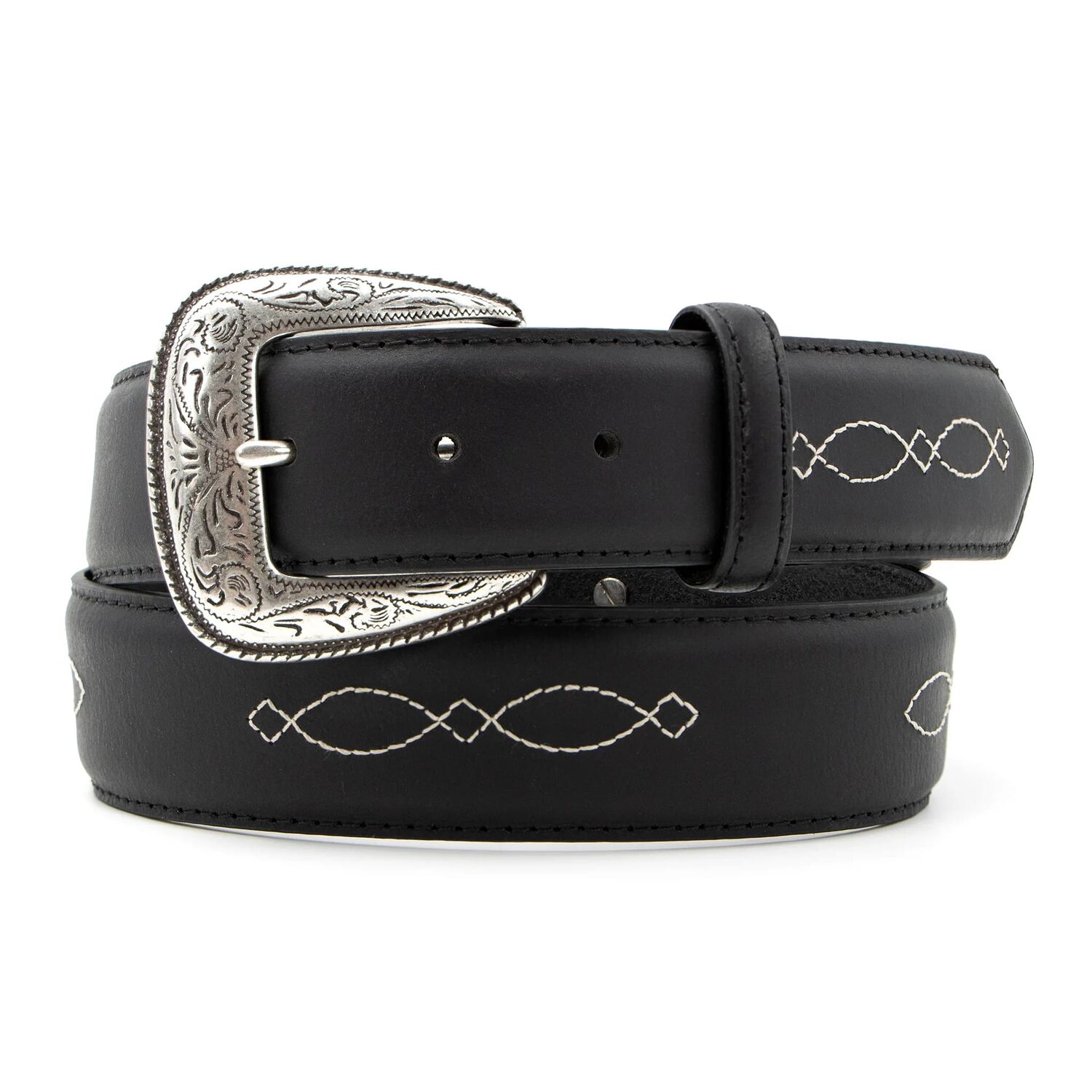 AndWest Men's 1 3/8-In Fancy Inlay Belt in Black