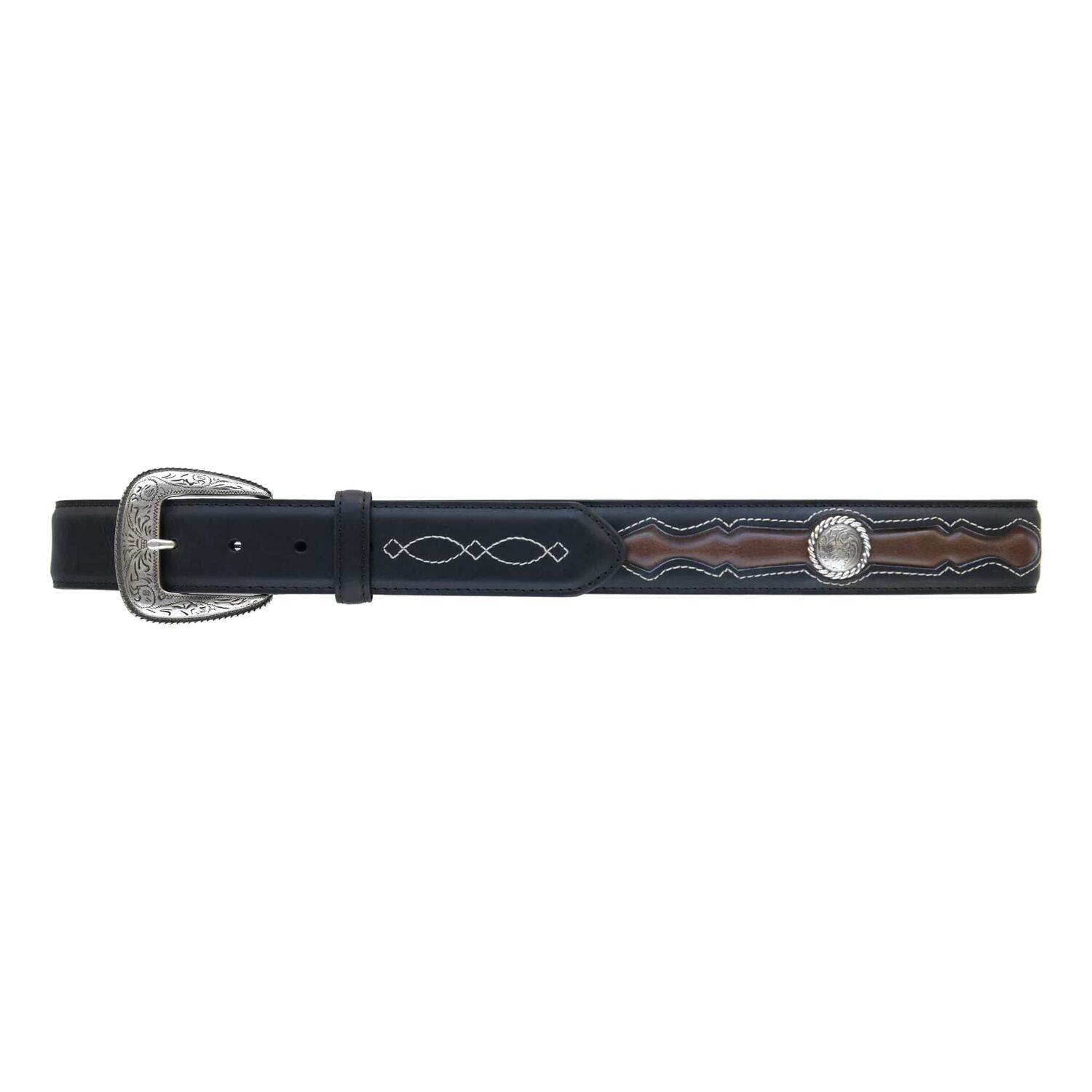 AndWest Men's 1 3/8-In Fancy Inlay Belt in Black