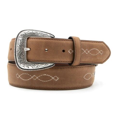 AndWest Men's 1 3/8-In Fancy Inlay Belt in Brown