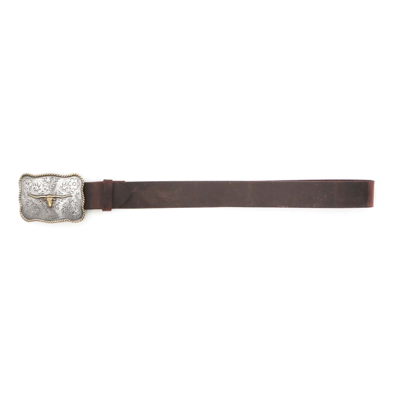 AndWest Men's 1 1/2-In Scalloped Longhorn Western Buckle Belt in Brown