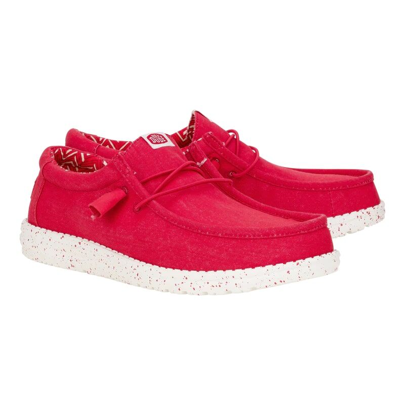Hey Dude Men's Wally Stretch Canvas Shoe in Savvy Red