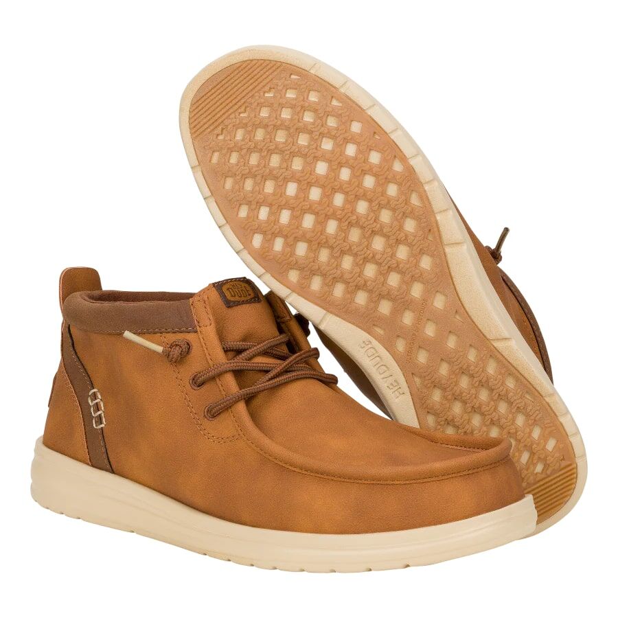 Hey Dude Men's Wally Mid Gripr Classic Shoe in Cognac