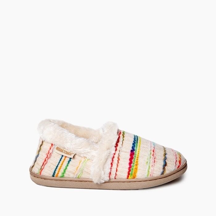 Minnetonka Women's Dina Slipper in Cream Multi