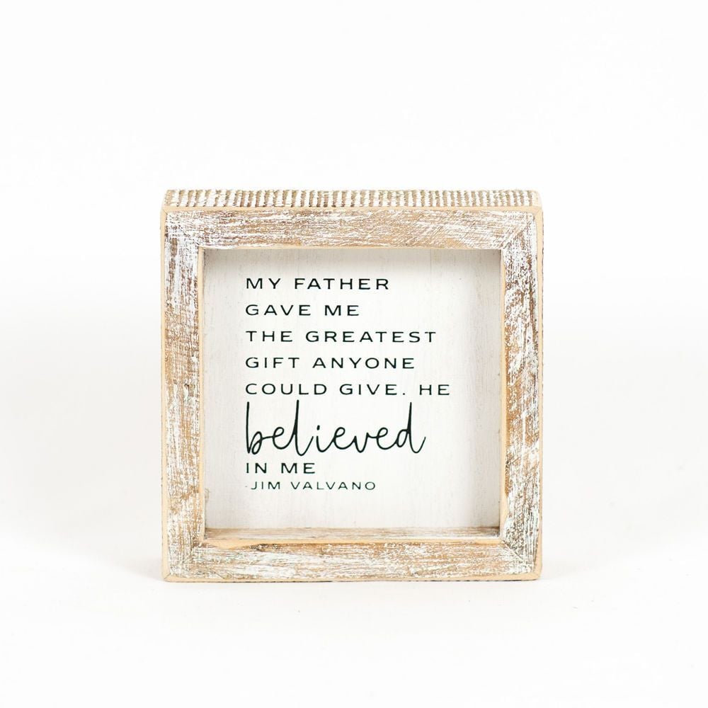 Adams & Co. Believed White & Black Wood Frame Sign, 5-In x 5-In x 1.5-In