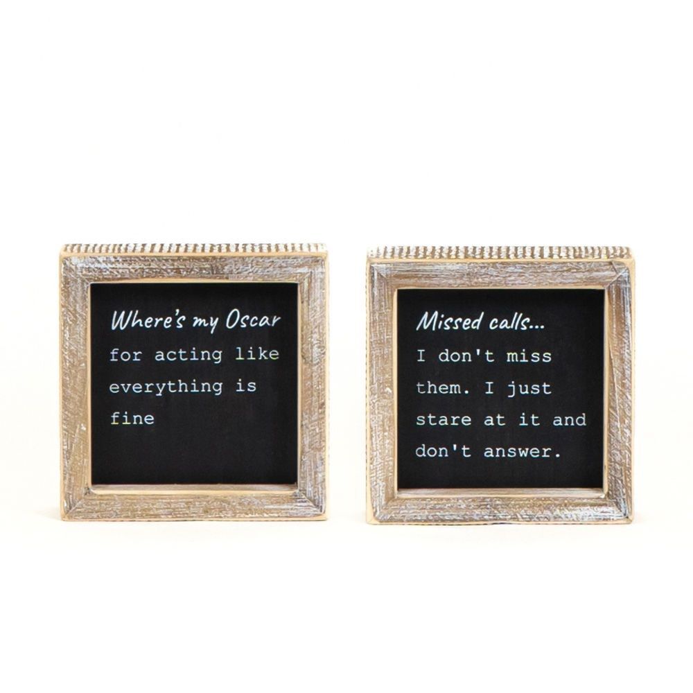 Adams & Co. Oscar/Calls Black & White Reversible Wood Frame Sign, 5-In x 5-In x 1.5-In