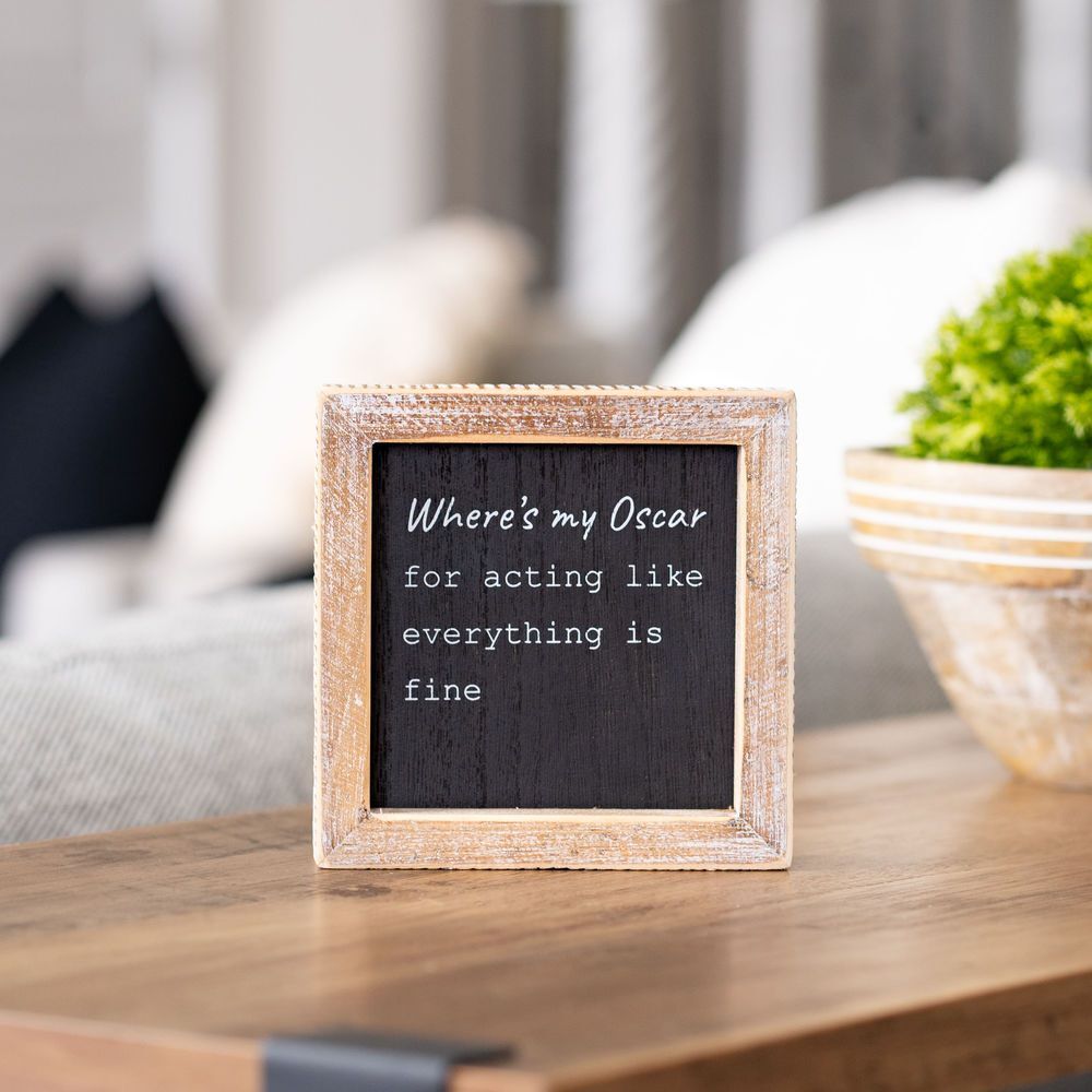 Adams & Co. Oscar/Calls Black & White Reversible Wood Frame Sign, 5-In x 5-In x 1.5-In