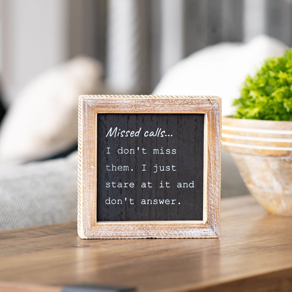 Adams & Co. Oscar/Calls Black & White Reversible Wood Frame Sign, 5-In x 5-In x 1.5-In
