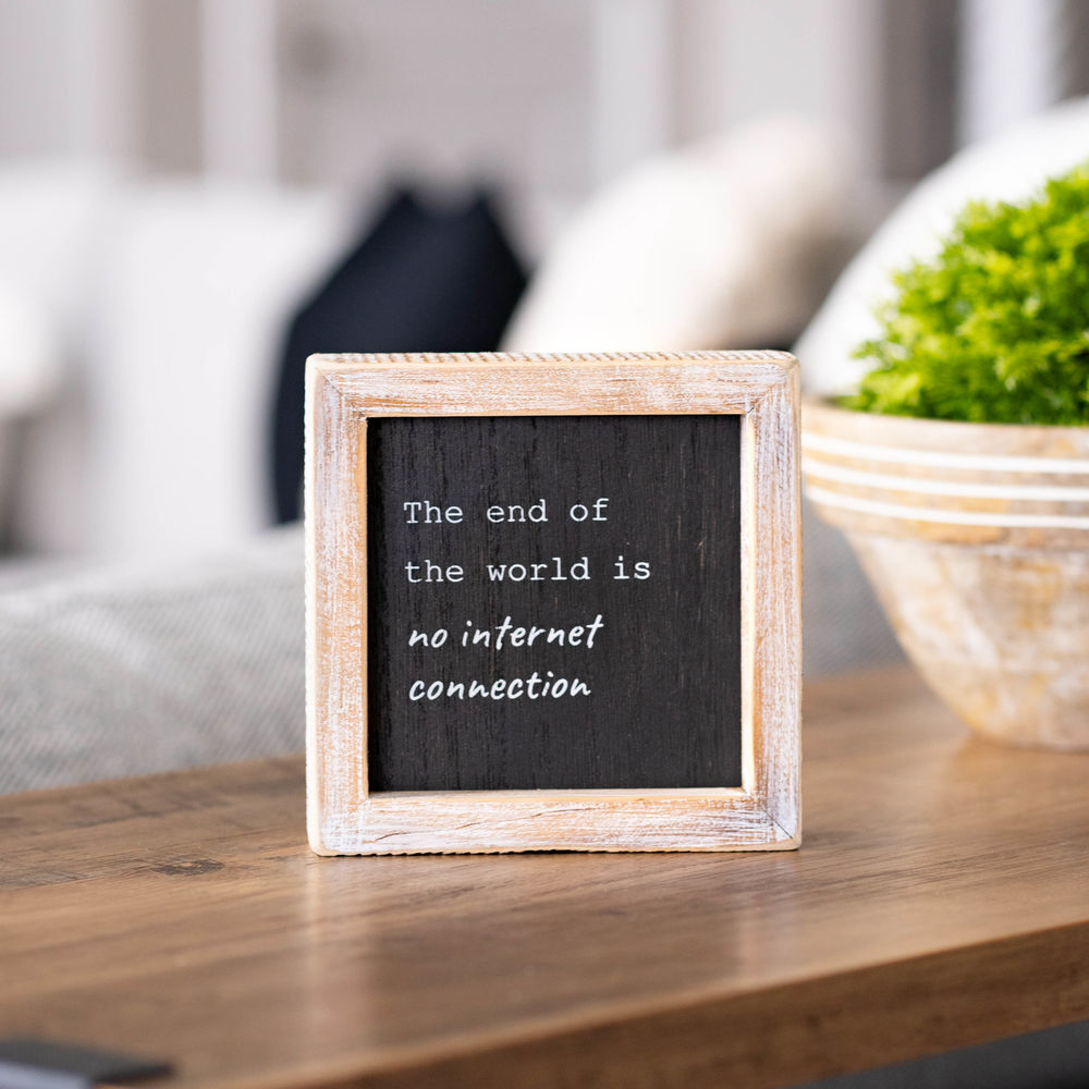 Adams & Co. Duck/Internet Black & White Reversible Wood Frame Sign, 5-In x 5-In x 1.5-In