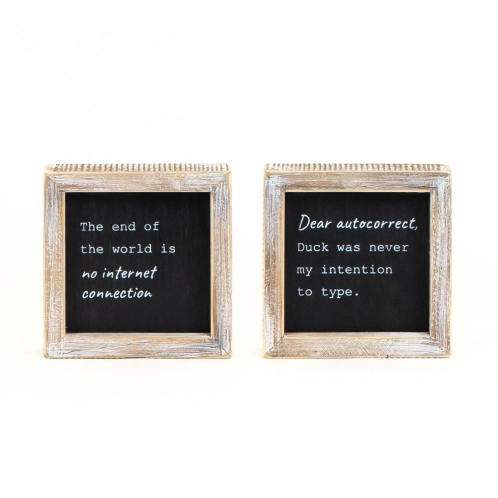 Adams & Co. Duck/Internet Black & White Reversible Wood Frame Sign, 5-In x 5-In x 1.5-In