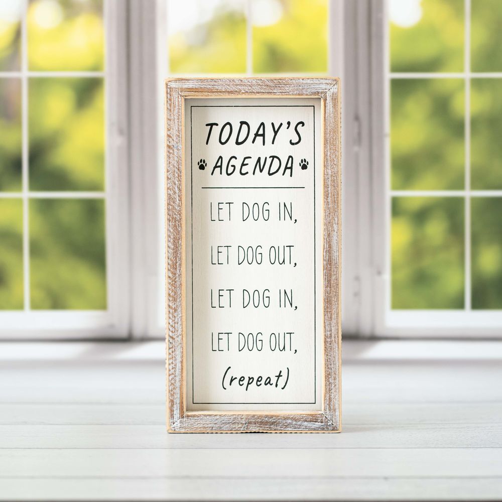 Adams & Co. Agenda White & Black Reversible Wood Frame Sign, 5-In x 10-In x 1.5-In