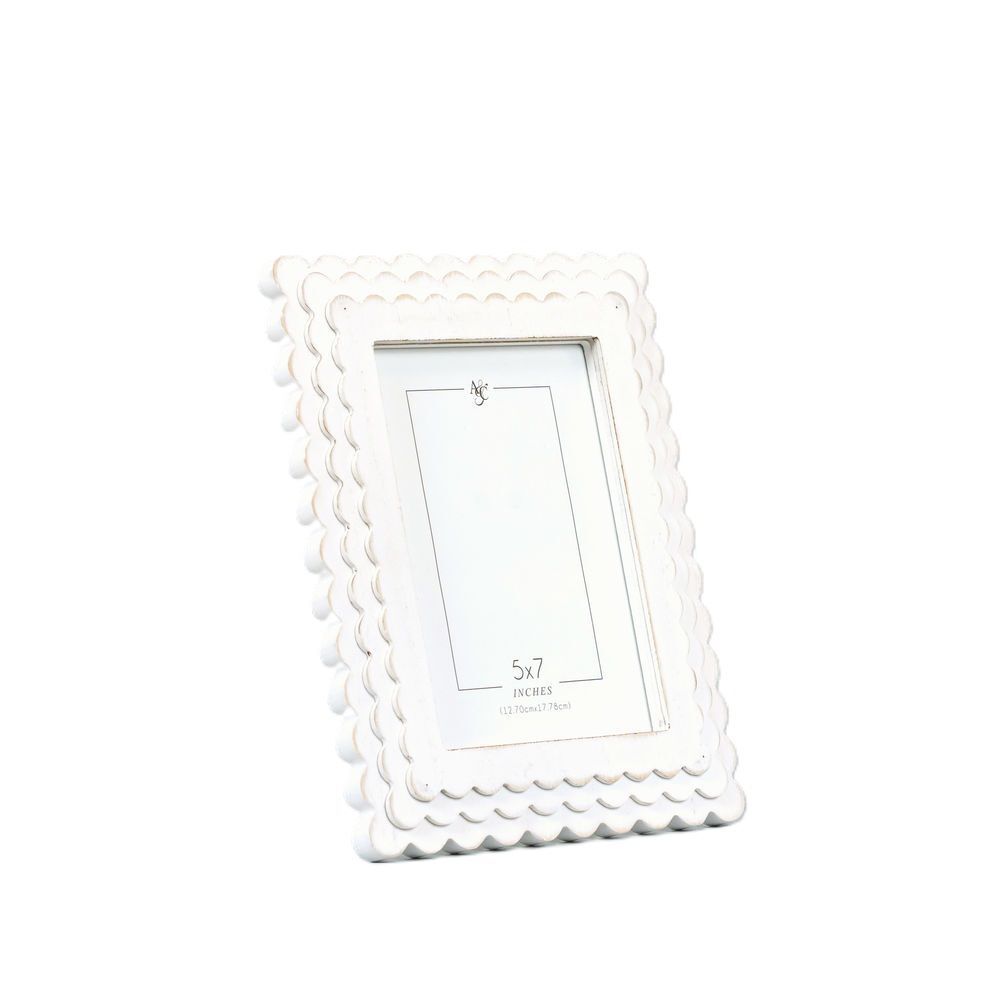 Adams & Co. White Scalloped Wood Photo Frame, 8-In x 10-In x 1-In