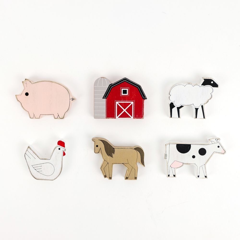 Adams & Co. Farm Multicolor Wood Shapes, 6-Pk