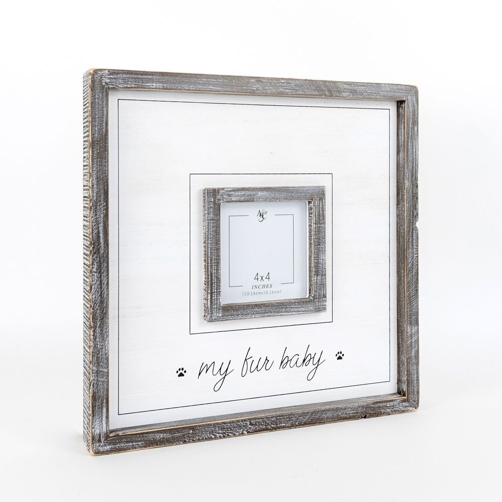 Adams & Co. Fur Baby White & Black Wood Photo Frame, 12-In x 12-In x 1.5-In