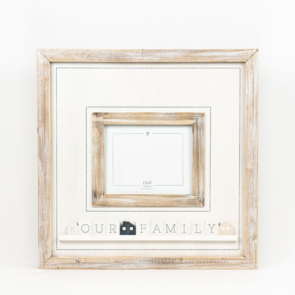 Adams & Co. Our Family Grey & White Wood Photo Frame, 24-In x 24-In x 2-In