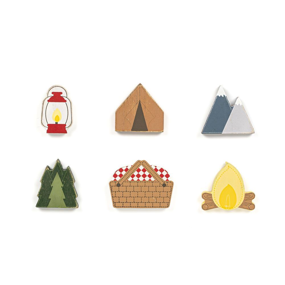 Adams & Co. Camping Multicolor Wood Shapes, 6-Pk