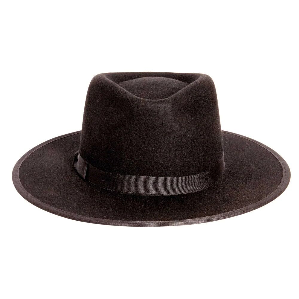 American Hat Makers Women's Bondi Wide Brim Felt Fedora Hat in Black