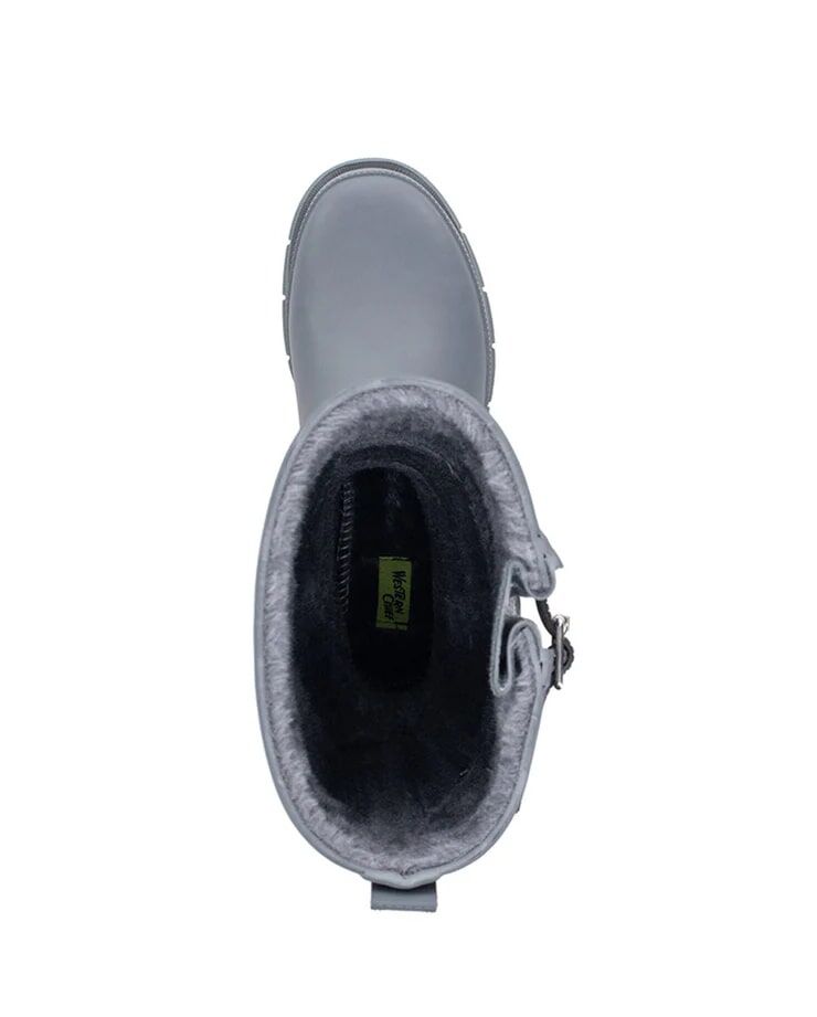 Western Chief Women's Black Sheep Faux Fur Tall Rain Boot in Grey