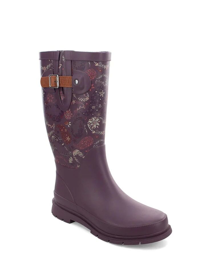 Western Chief Women's Floral Paisley Tall Rain Boot in Plum