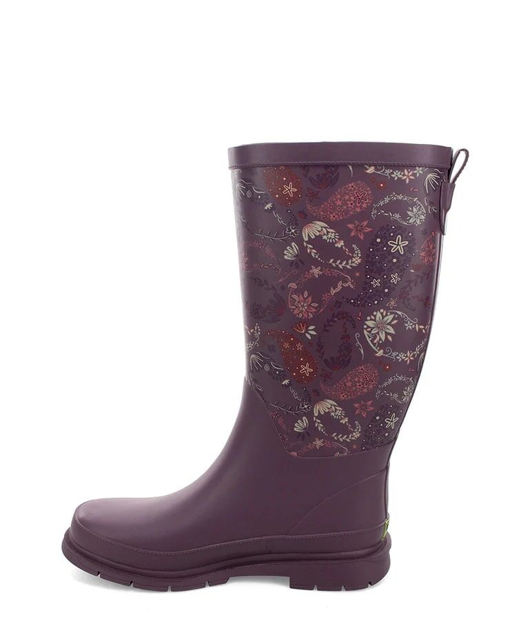 Western Chief Women's Floral Paisley Tall Rain Boot in Plum