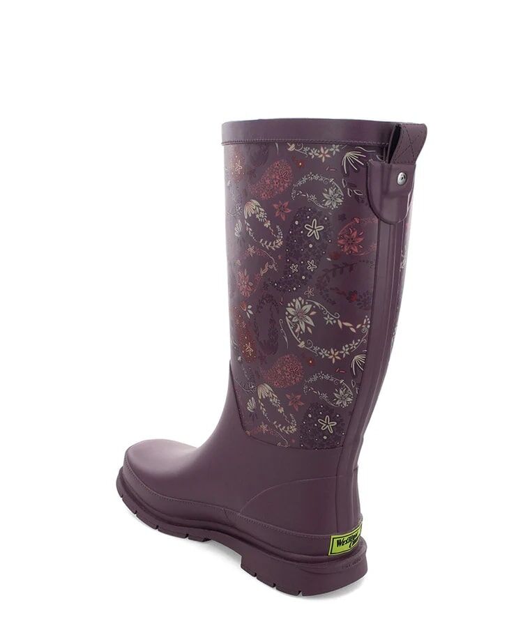 Western Chief Women's Floral Paisley Tall Rain Boot in Plum