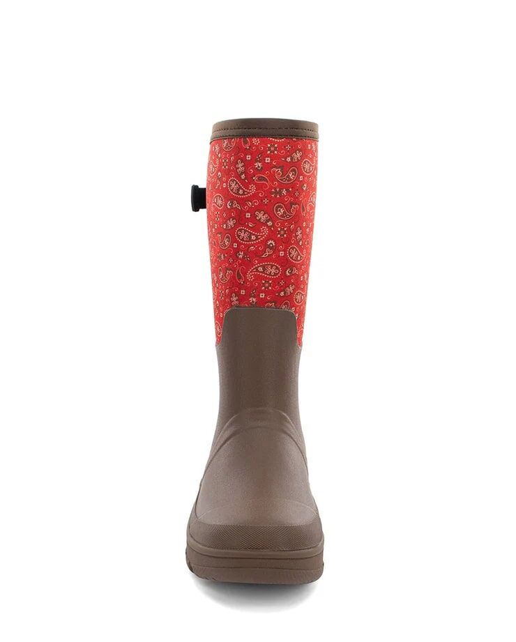 Western Chief Women's Bandana Neoprene Faux Fur Wide Calf Tall Cold Weather Boot in Brown