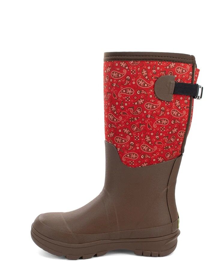 Western Chief Women's Bandana Neoprene Faux Fur Wide Calf Tall Cold Weather Boot in Brown