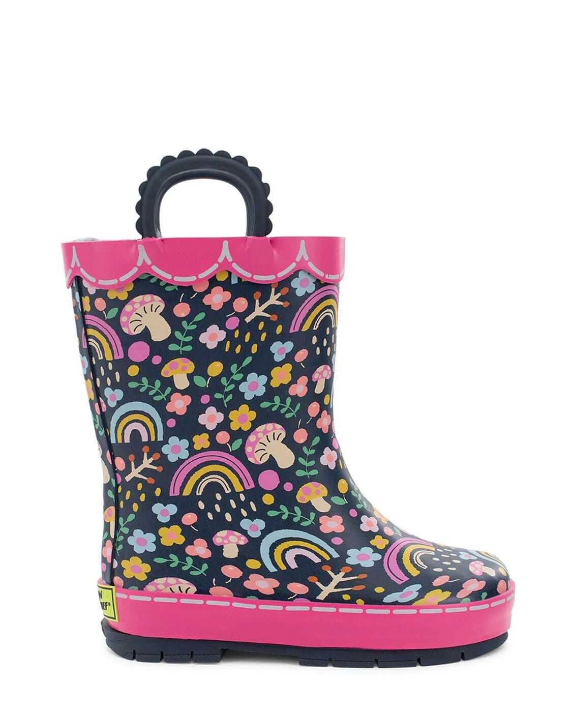 Western Chief Kids' Fantasy Forest Faux Fur Rain Boot in Navy