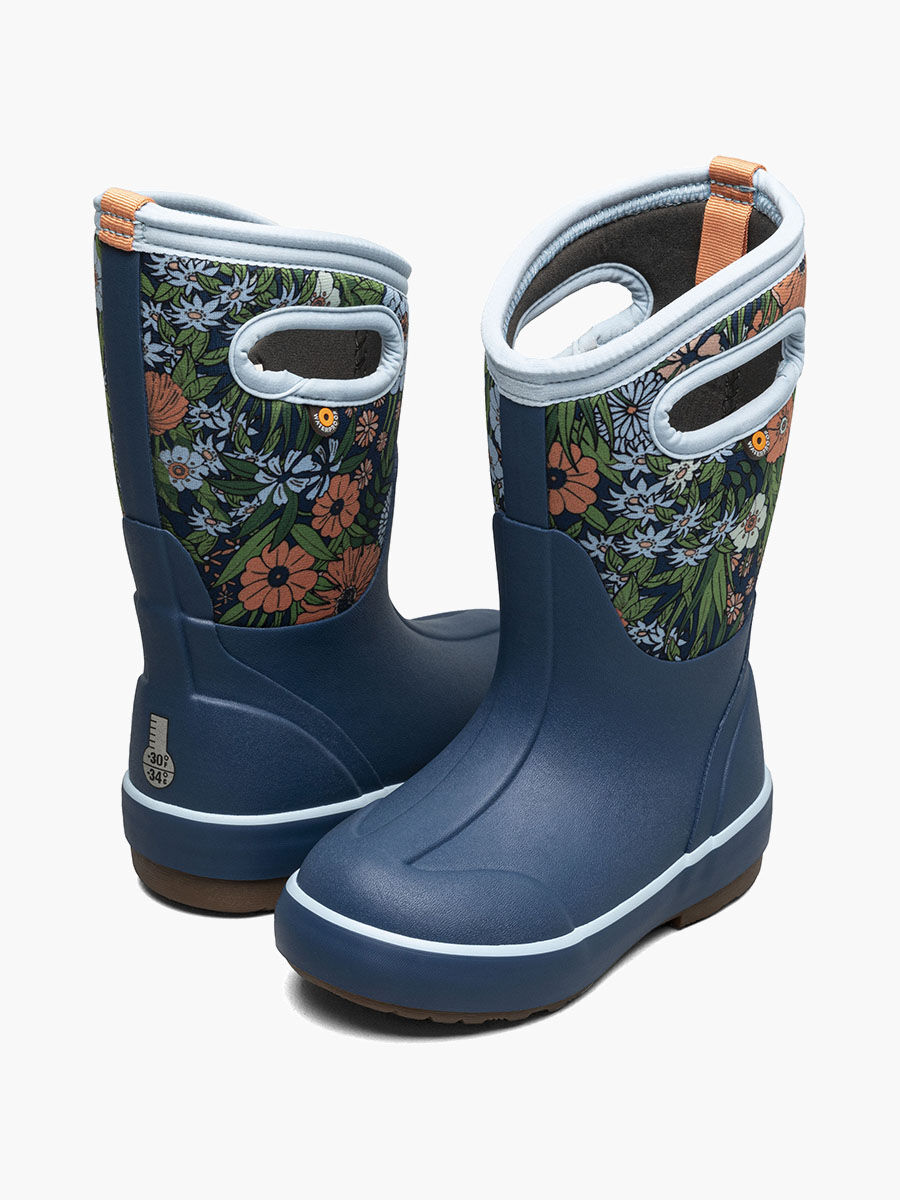 Bogs Kids' Classic II Vintage Floral 3 Season Boots in Blue