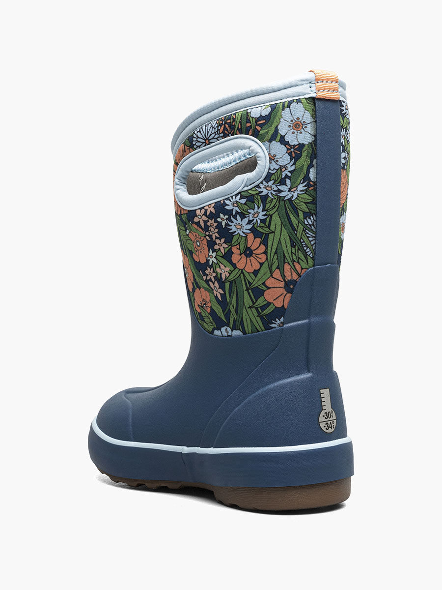 Bogs Kids' Classic II Vintage Floral 3 Season Boots in Blue