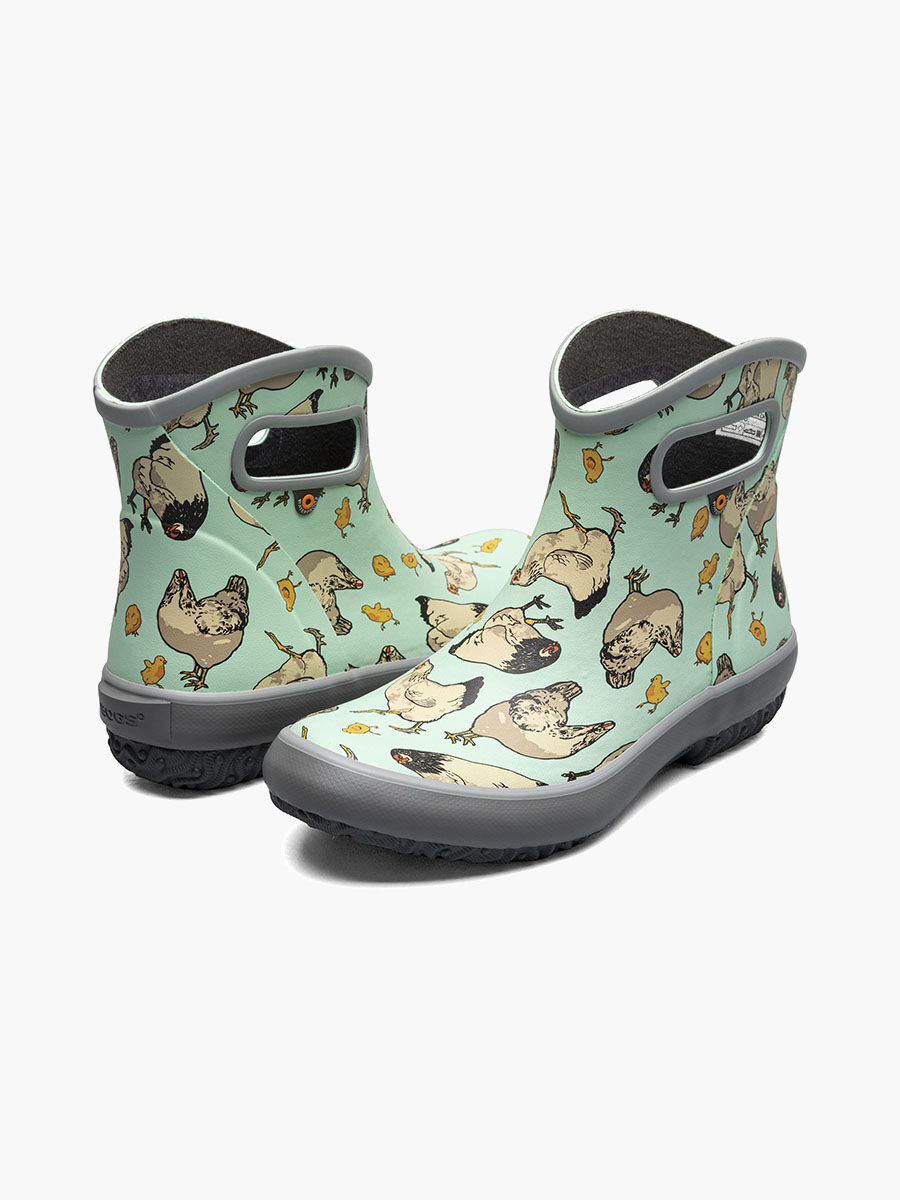 Bogs Women's Patch Ankle Chickens Garden Boots in Aqua