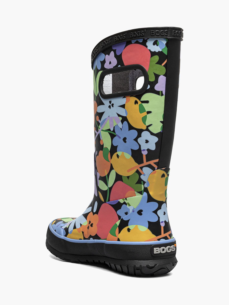 Bogs Kids' Overlap Flowers Rainboots in Black