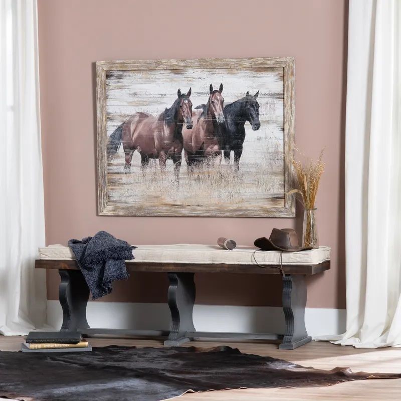 Crestview Collection Hold Your Horses Painting on Wood, 48-In x 36-In